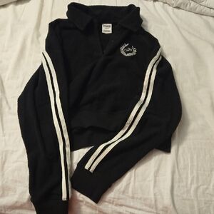PINK Victoria's Secret Black Sweater with White Accents